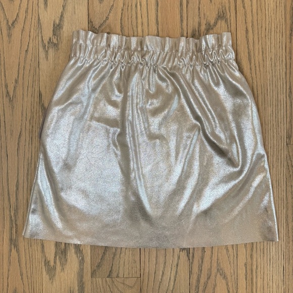 Zara Knit Silver Metallic Mini Pull On Elastic Waist Skirt with Pockets Size S - Picture 2 of 13
